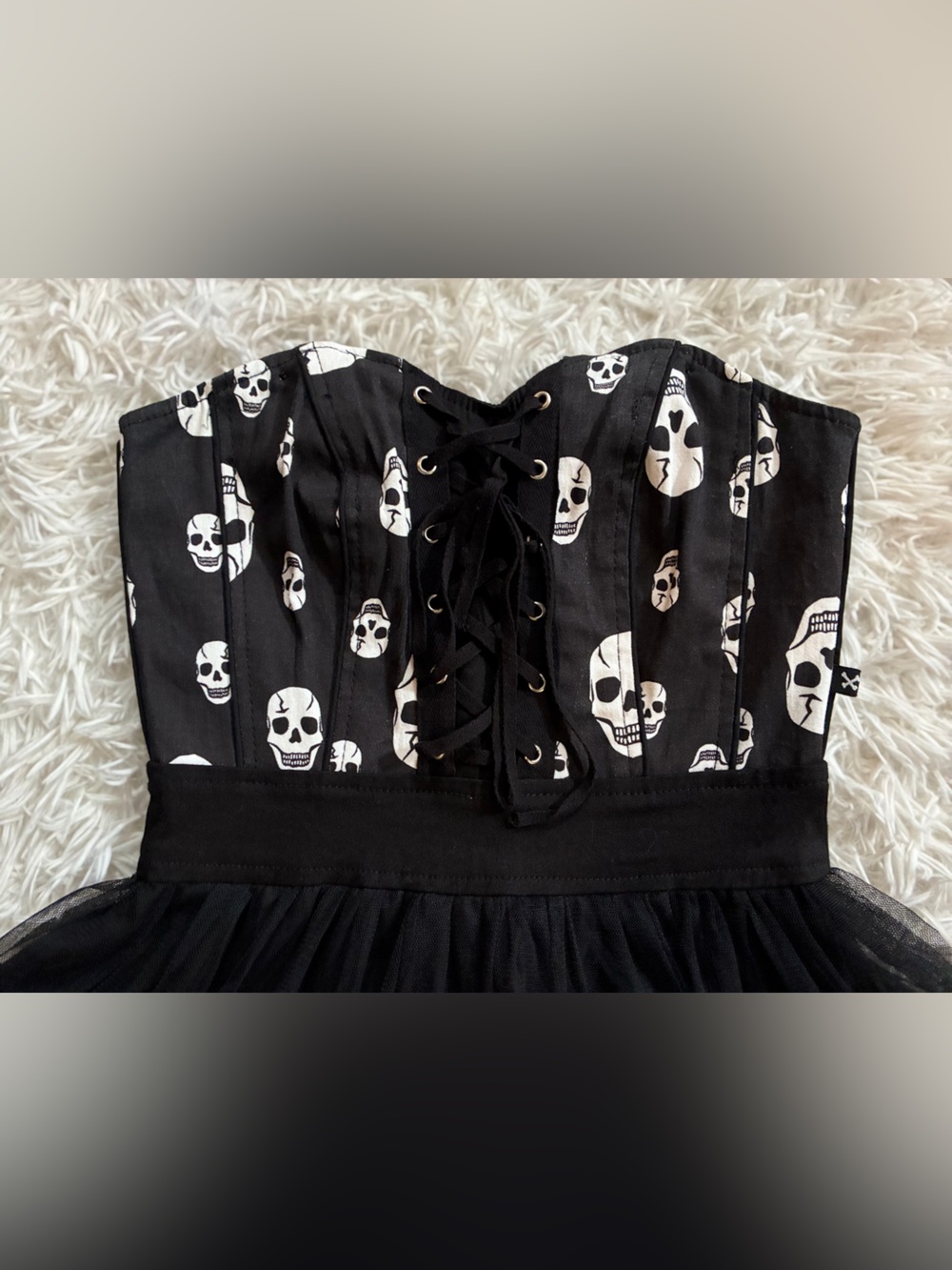 Vintage Royal Bones Tripp Goth Punk Y2K Emo Lace Up Corset Tutu Dress Black S - Picture 2 of 11